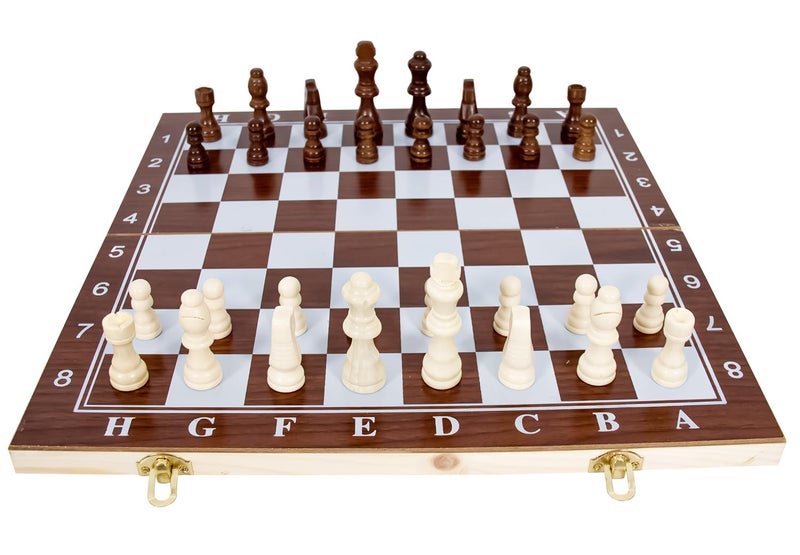 GISCO Wooden Non-Magnetic Handcrafted Foldable Chess Board Set with Wooden Pieces for Kids and Adults | Suitable for Travel | Indoor & Outdoor Board Games (15 x 15 in Deluxe) - Image 1