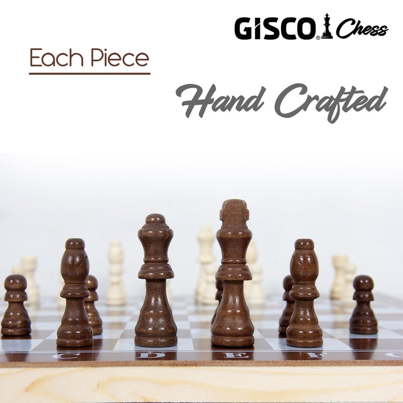 GISCO Wooden Non-Magnetic Handcrafted Foldable Chess Board Set with Wooden Pieces for Kids and Adults | Suitable for Travel | Indoor & Outdoor Board Games (15 x 15 in Deluxe) - Image 4
