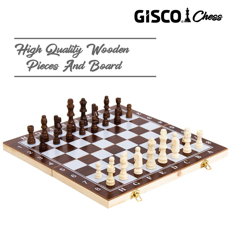 GISCO Wooden Non-Magnetic Handcrafted Foldable Chess Board Set with Wooden Pieces for Kids and Adults | Suitable for Travel | Indoor & Outdoor Board Games (15 x 15 in Deluxe) - Image 3