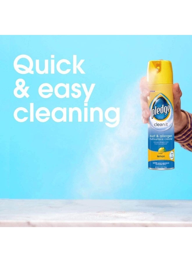 Pledge Clean It Dust & Allergen Multisurface Cleaner Spray, Lemon Scent, 9.7 oz - Image 4
