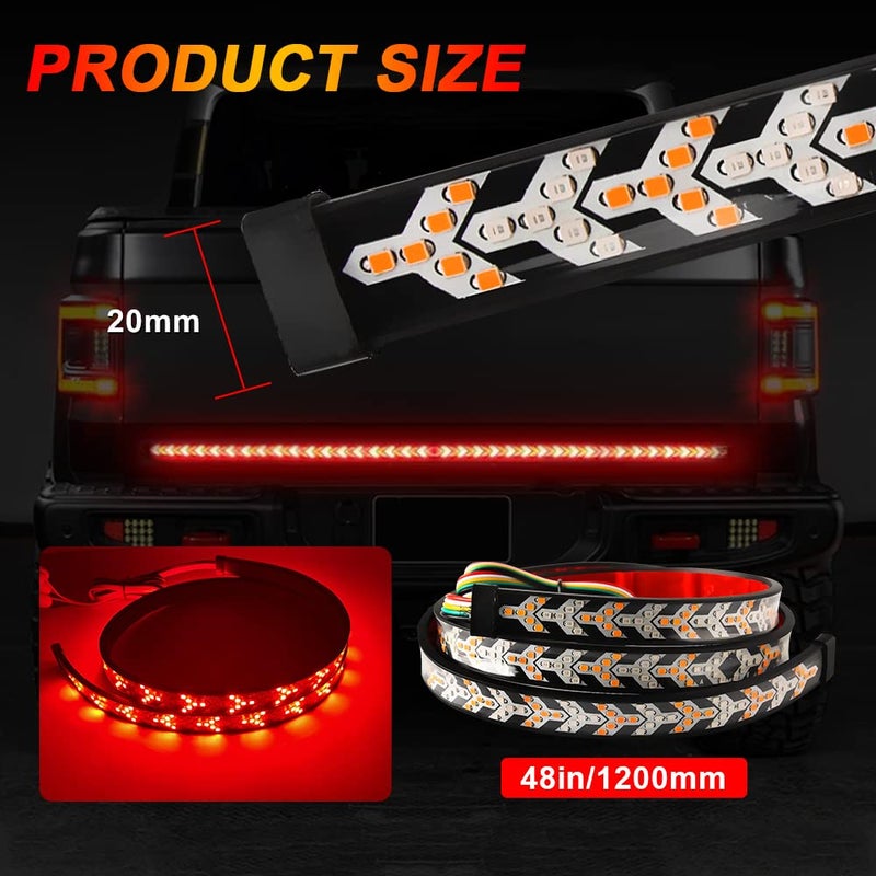 KaiDengZhe Arrow 48 Inch 432LED Truck Tailgate Light Bar Strip RED Brake Sequential Amber Turn Signal Lights Double Flashing Light Tail Light Bar for Pickup Trailer SUV RV Van-1PCS - Image 4
