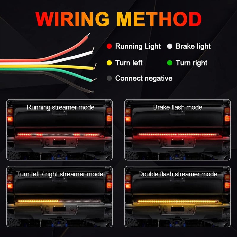 KaiDengZhe Arrow 48 Inch 432LED Truck Tailgate Light Bar Strip RED Brake Sequential Amber Turn Signal Lights Double Flashing Light Tail Light Bar for Pickup Trailer SUV RV Van-1PCS - Image 2