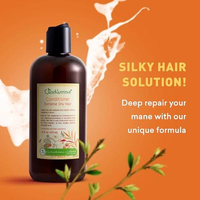 Just Nutritive Extreme Dry Hair Conditioner | Natural Care for All Hair Types | Restoring Cleanser for Extremely Dry and Damaged Hair | Hydrating Treatment for Men and Women 16 Fl Oz - Image 3
