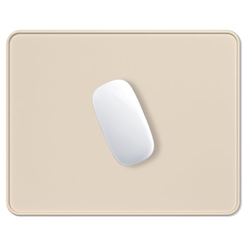Hsurbtra Mouse Pad, Premium-Textured Square Mousepad 10.2 x 8.3 Inch, Stitched Edge Anti-Slip Waterproof Rubber Pretty Cute Computer Mat for Office Gaming Laptop Women Kids Beige - Image 1
