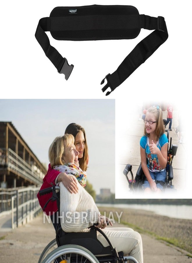 NIHSPRUHAY حزام مقعد الكرسي المتحرك القابل للتعديل من NIHSPRUHAY Strap-It (وسادة عريضة للغاية - 6 بوصات × 17.75 بوصة) أحزمة وسادة مريحة دعامات أمان للمرضى المسنين (أسود) - Image 3