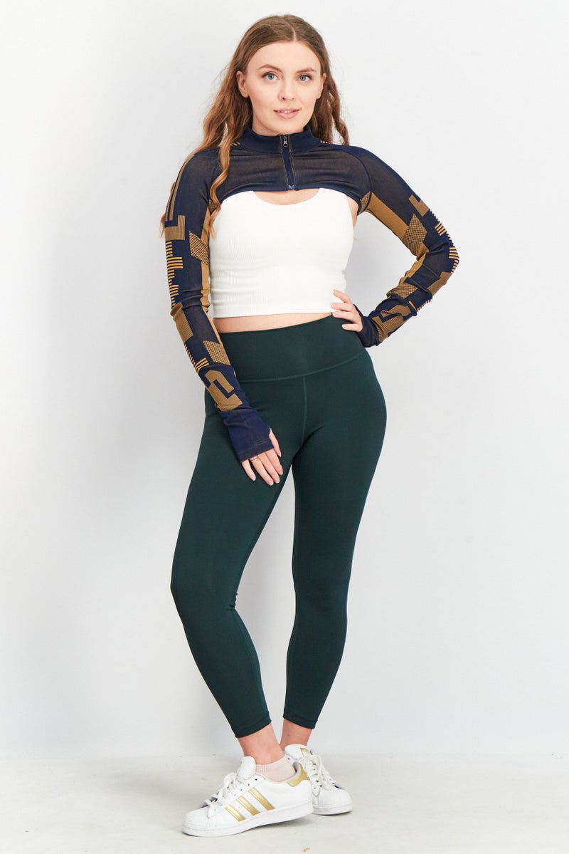 Adidas أديداس × كارلي كلوس بلوزة نسائية بقبة مرتفعة وأكمام طويلة، لون أزرق داكن - Image 3