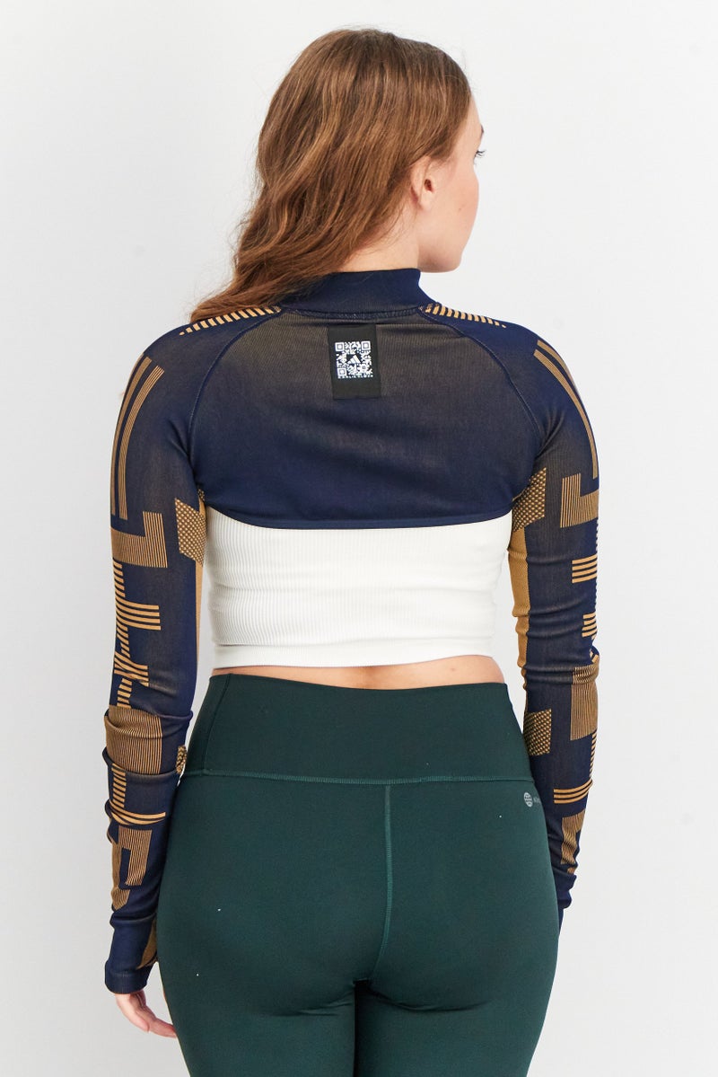 Adidas أديداس × كارلي كلوس بلوزة نسائية بقبة مرتفعة وأكمام طويلة، لون أزرق داكن - Image 2