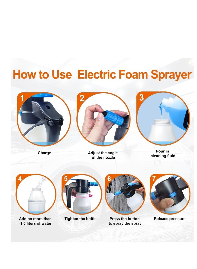 Generic Car Foam Sprayer, Electric Pressurized Foam Sprayer, Foam Sprayer, Car Wash Foam, Adjustable Foaming Car Wash Sprayer, Suitable for Home, Garden Car Beauty Cleaning, Car Accessories (1.5 L)  - Image 3