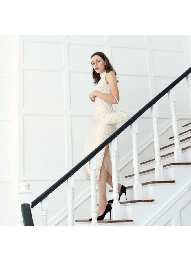 UBORSE UBORSE Women Pearl Clutch Bead Rhinestone Evening Clutch Bag with removable Pearl Chain Ivory White  - Image 3