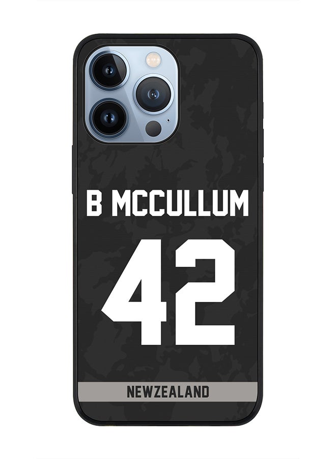 Stylizedd Rugged Black Edge Case iPhone 13 Pro, Slim fit Soft Case Flexible Rubber Edges Thin Cover - Player Name - Brendon McCullum, Jersey Number- 42 - Image 1