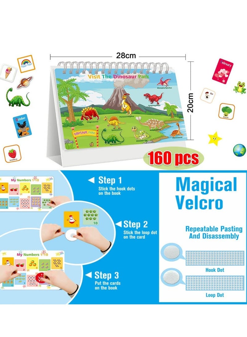 KASTWAVE Toys for School Age Toddlers, Reusable Waterproof Busy Books, with 8 Brush Color Pens, Educational Learning Workbooks for Children Developing Fine Motor Skills 15 Topics (160 Pieces) - Image 2