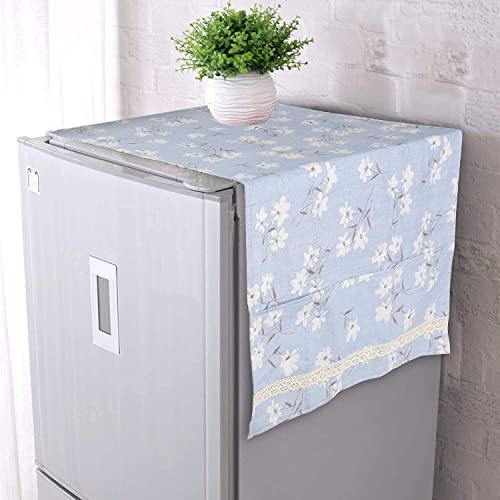 Zeinwap Refrigerator Cover Top With Pockets Anti-Dust Proof Cotton Cover 130 × 55 CM (Blue, Pack of 1) - Image 2