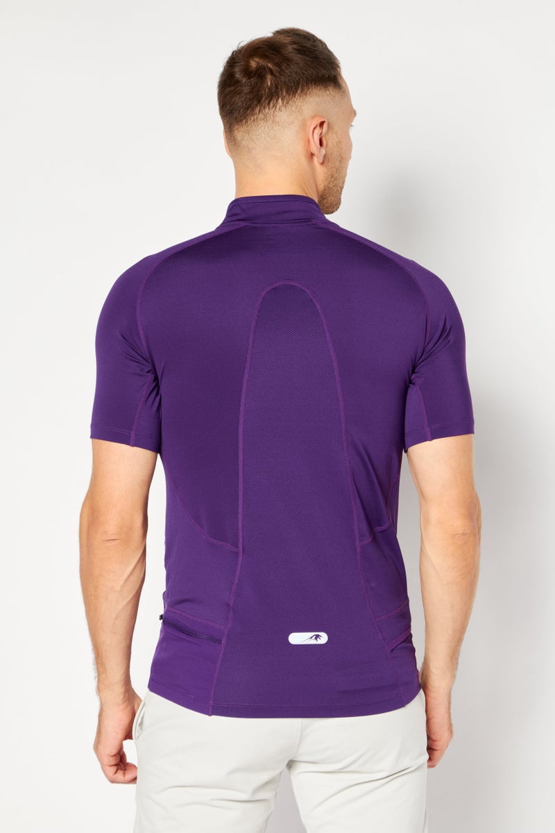 asics تي شيرت تدريب قصير الأكمام للرجال، رياضي، بنفسجي - Image 4