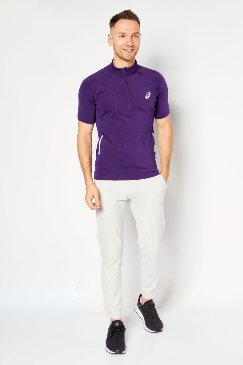 asics تي شيرت تدريب قصير الأكمام للرجال، رياضي، بنفسجي - Image 2