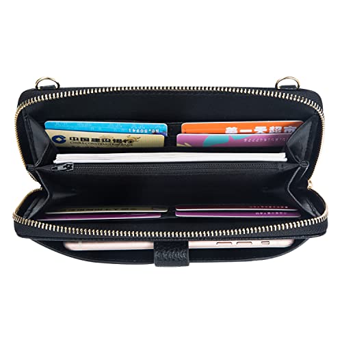KA Womens Wristlet Wallet Crossbody Bag Cellphone Purse Handbag RFID Card Slots 2 Strap Wrist, Blue, 8.3*4.3*1.4 - Image 5