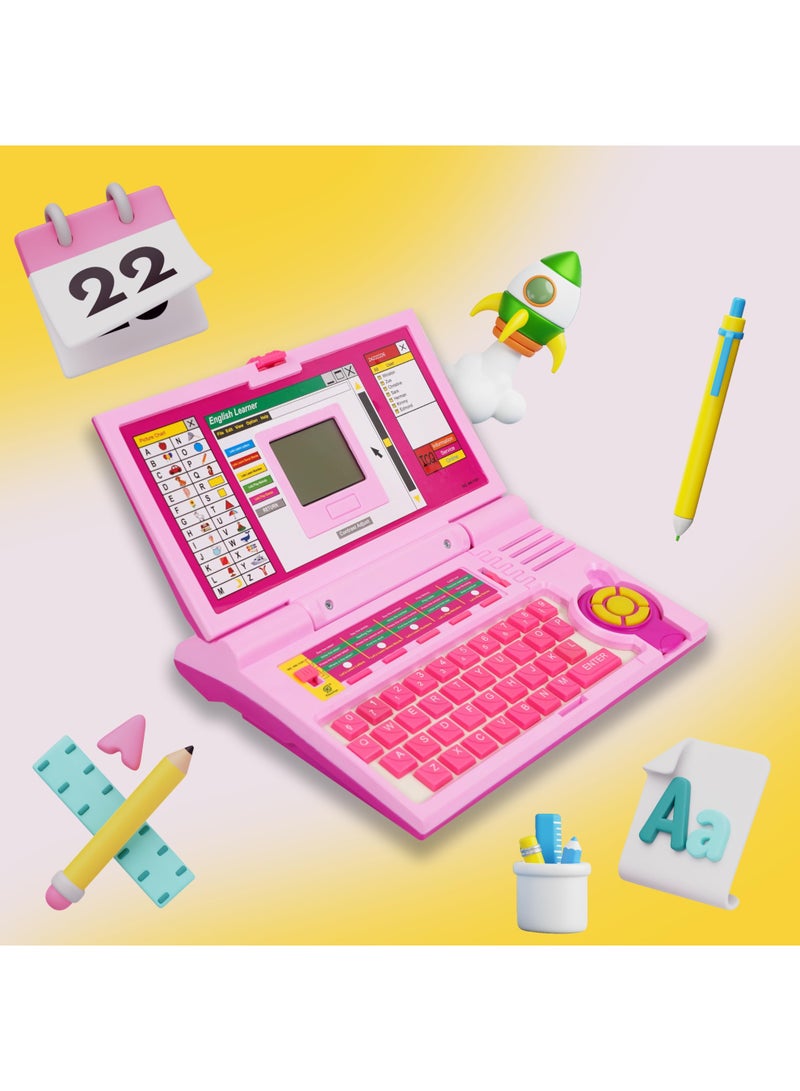 Kids English Learner Educational Laptop Toy with Mouse – Pink Learning Computer for Kids | Alphabet, Numbers, Spelling, Music & Games | Educational Study Laptop for Toddlers & Preschool | Interactive Learning Toy for Boys & Girls - view 2