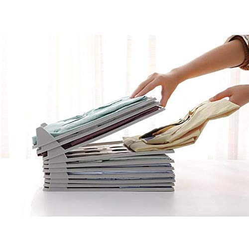 mechdel Cloth Tray Wardrobe Organizer Cabinet Folding Board for Shirts TShirt Jeans Storage Rack Closet Tray Small 10PCS Set Grey - Image 2