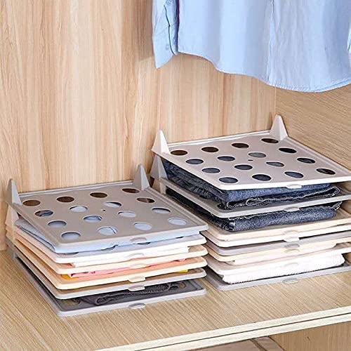mechdel Cloth Tray Wardrobe Organizer Cabinet Folding Board for Shirts TShirt Jeans Storage Rack Closet Tray Small 10PCS Set Grey - Image 4