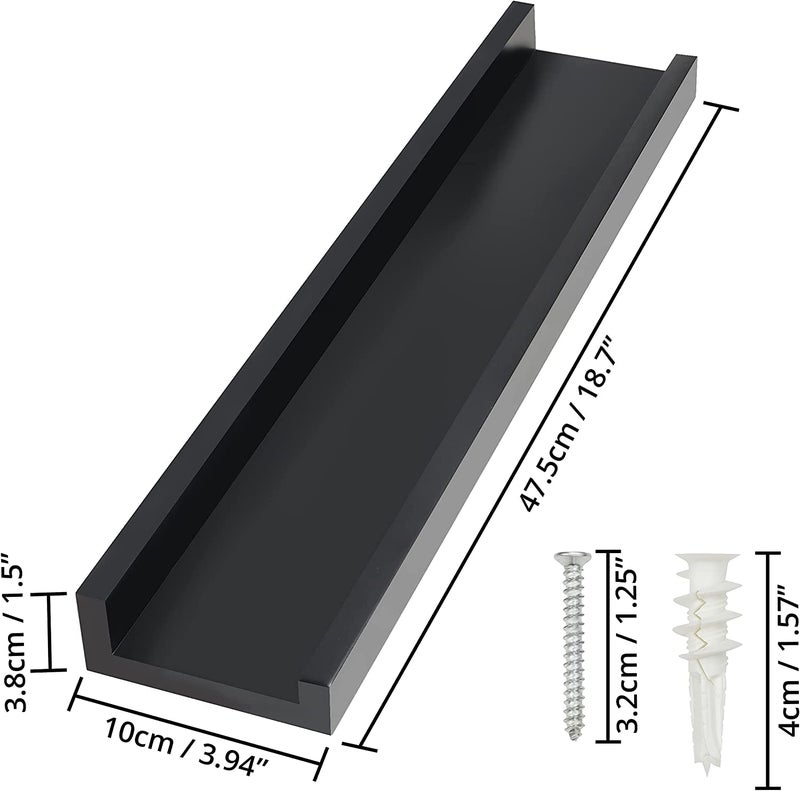 carpentray Black Floating Shelves 2 Pack Wooden Wall Mounted Shelves Decorative Picture Ledge Shelf for Living Room Bedroom Kitchen Bathroom Office Ideal for Storage Display - Image 2