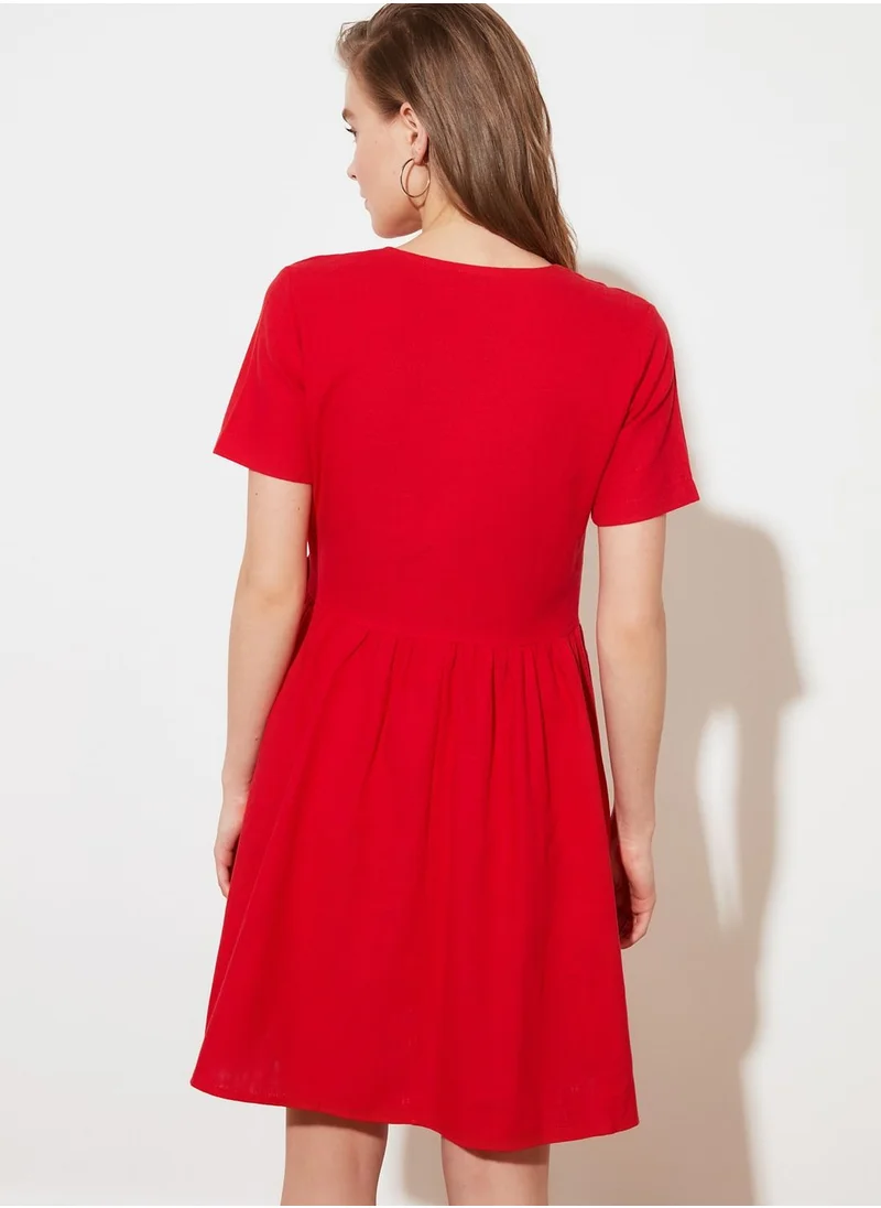 trendyol Pleated Wrap Dress