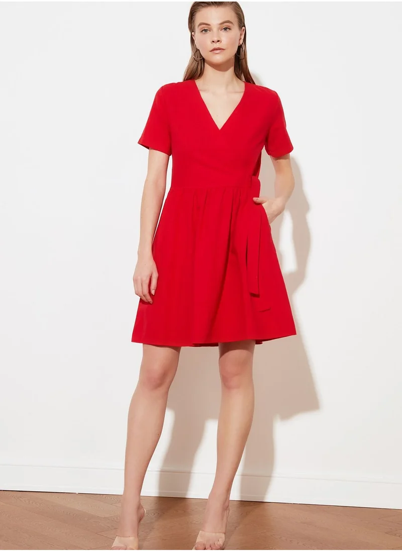 trendyol Pleated Wrap Dress