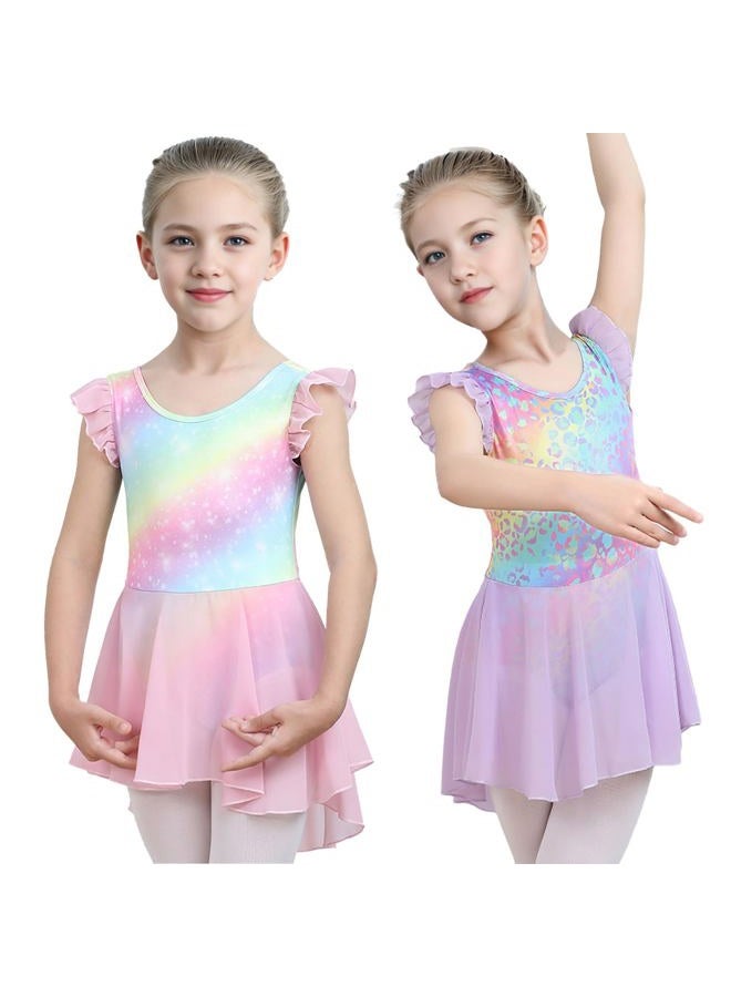 iLover Kids Girls Classic Ruffle Sleeve Tutu kirted Leotard Dress for Dance, Gymnastics and Ballet 5-6 Years - Image 1