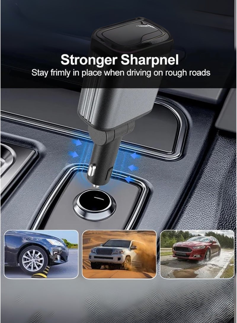 Hoco 4-in-1 Retractable Fast Charging Car Charger with Starry Sky Projector & LED Light, USB-C & USB-A Ports, Retractable Cables Compatible with iPhone 16/15/14/13/12, Galaxy, Pixel & More - Image 5