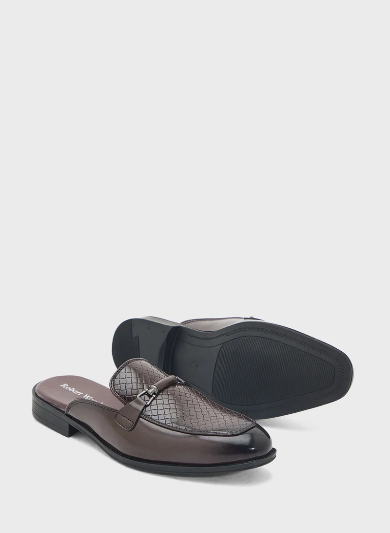 Robert Wood Trim Detail Loafer Mules