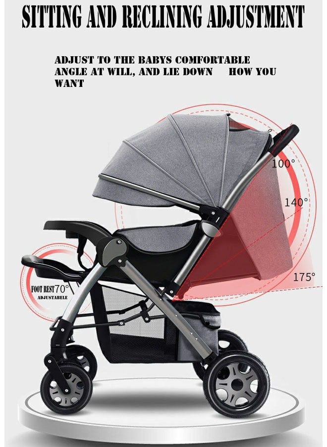 ZCM-HAPPY Deluxe Foldable Baby Stroller - Portable Multifunctional Travel Pram For Newborns And Infants With Four-Wheel Suspension - Image 4
