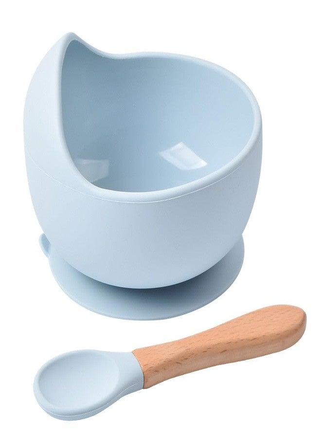 aDai Silicone Baby Bowls with Spoon | Curved Walls for Self-Feeding | Strong Suction | Large Silicone for Toddlers, Babies, Kids | Prevent Food Dropping | Gifting - Arctic Blue (Pack of 1) - Image 1
