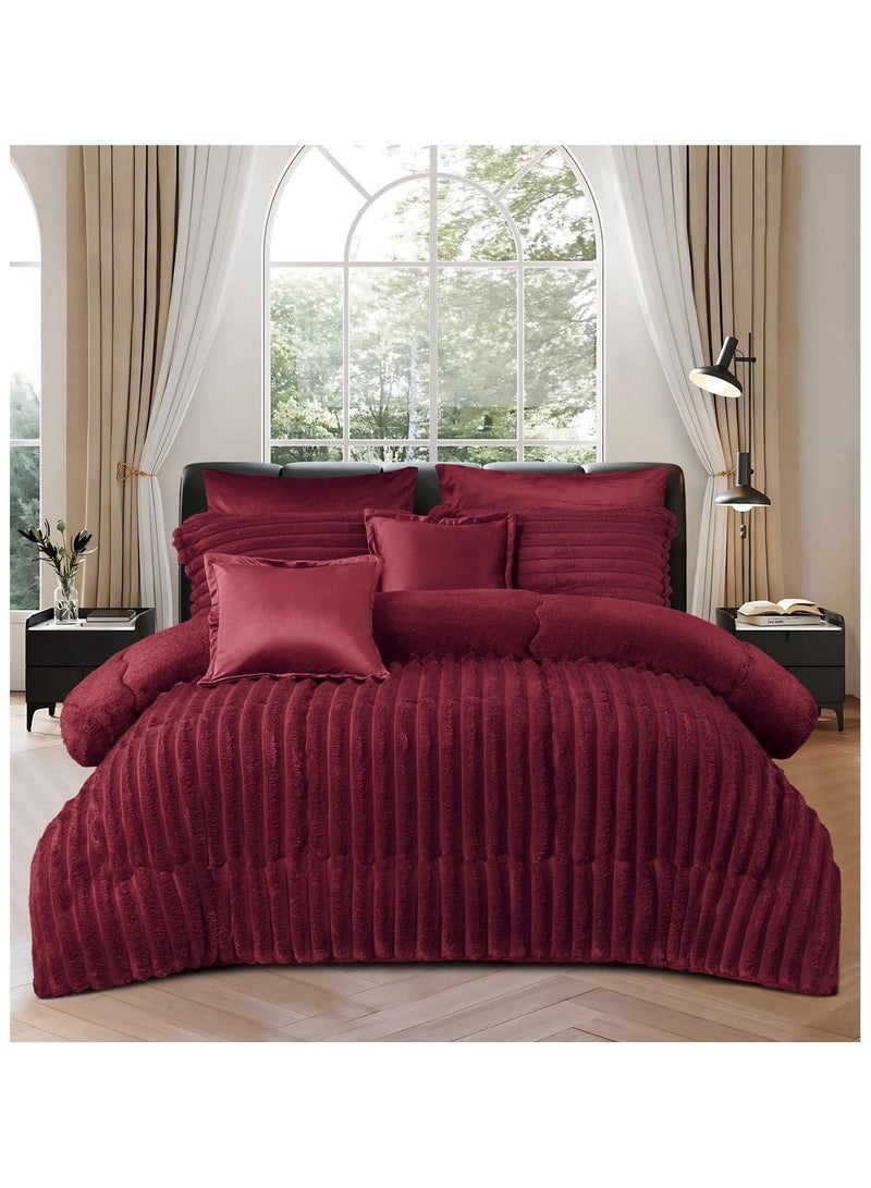 Moon Winter quilt set, two sides: velvet side and soft fur side, 6-piece system, medium filling, excellent quality and practical, 220 x 240 cm - Image 1