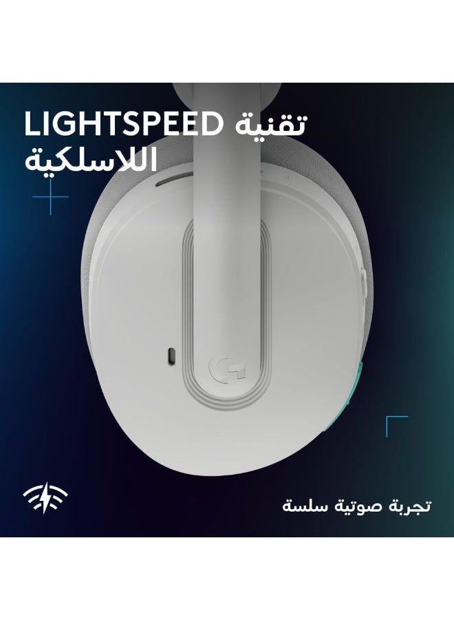 Logitech G G325 LIGHTSPEED Wireless Bluetooth Gaming Headset, All-Day Comfort, Built-In Mic with Noise Reduction, 24-Bit Audio, 24+ Hr Battery Life, for PC, PlayStation, Switch, Mobile – White - Image 4