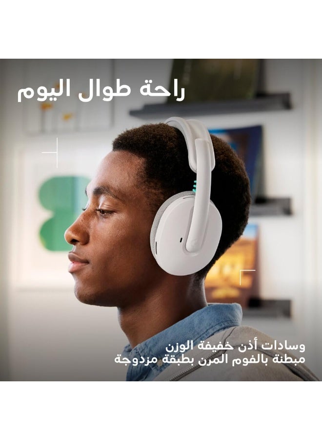 Logitech G G325 LIGHTSPEED Wireless Bluetooth Gaming Headset, All-Day Comfort, Built-In Mic with Noise Reduction, 24-Bit Audio, 24+ Hr Battery Life, for PC, PlayStation, Switch, Mobile – White - Image 3