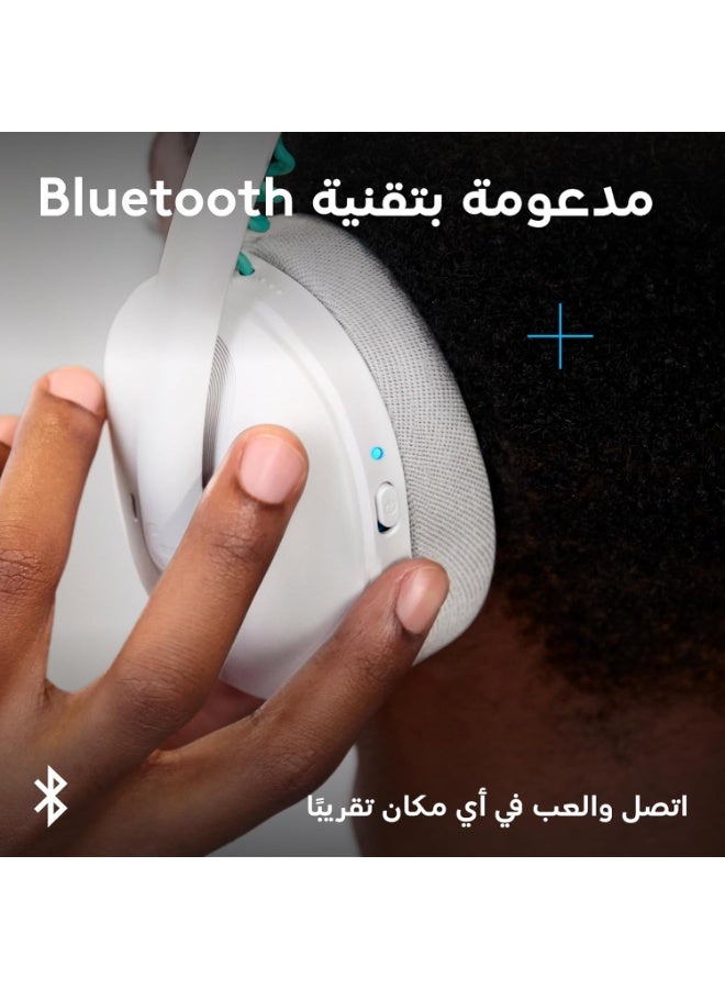 Logitech G G325 LIGHTSPEED Wireless Bluetooth Gaming Headset, All-Day Comfort, Built-In Mic with Noise Reduction, 24-Bit Audio, 24+ Hr Battery Life, for PC, PlayStation, Switch, Mobile – White - Image 5