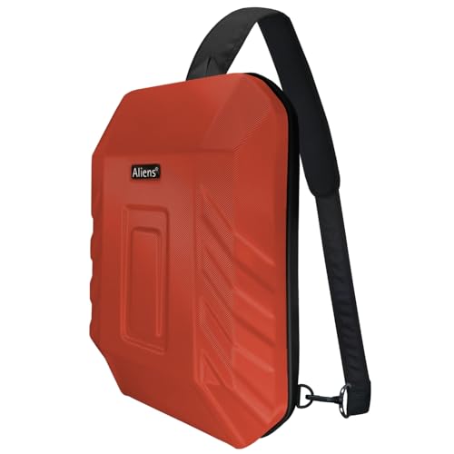 Aliens ABS Hard Shell Sling Bag | 180° Open Crossbody & One Side Shoulder Bag for Mens & Women, Office, Travel & Everyday Mini Backpack for iPad, Tablet, Smartphone,Charger,Headphone,HDD,Camera–Red - Image 1