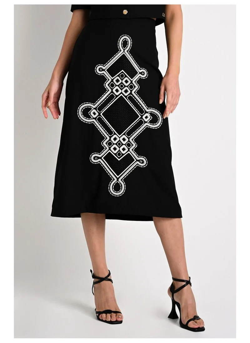 Black Midi Flared Skirt