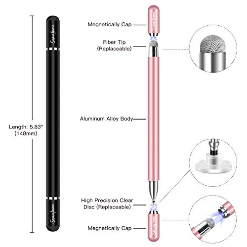 STYLUSHOME Stylus for iPad (2 Pcs), StylusHome Magnetic Disc Universal Stylus Pens Touch Screens for Apple/iPhone/Ipad pro/Mini/Air/Android/Microsoft/Surface All Capacitive Touch Screens - Black/Rose Gold - Image 2