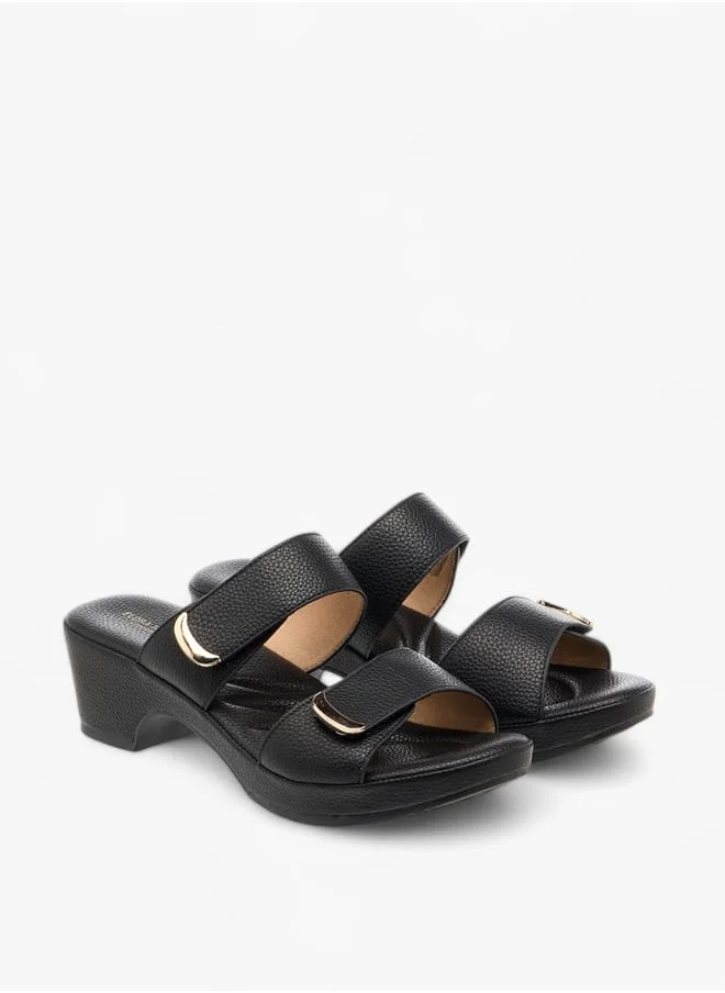 Flora Bella By Shoexpress Women Textured Slip-On Sandals with Block Heel