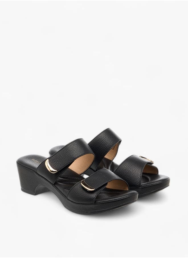 Flora Bella By Shoexpress Women Textured Slip-On Sandals with Block Heel  - Image 1
