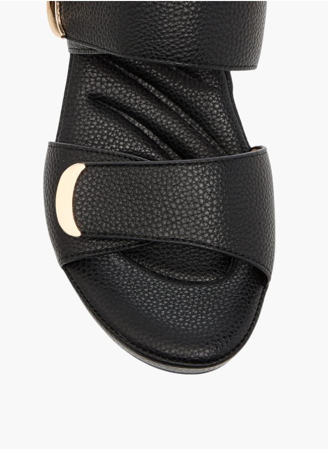 Flora Bella By Shoexpress Women Textured Slip-On Sandals with Block Heel  - Image 4