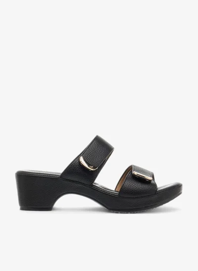 Flora Bella By Shoexpress Women Textured Slip-On Sandals with Block Heel