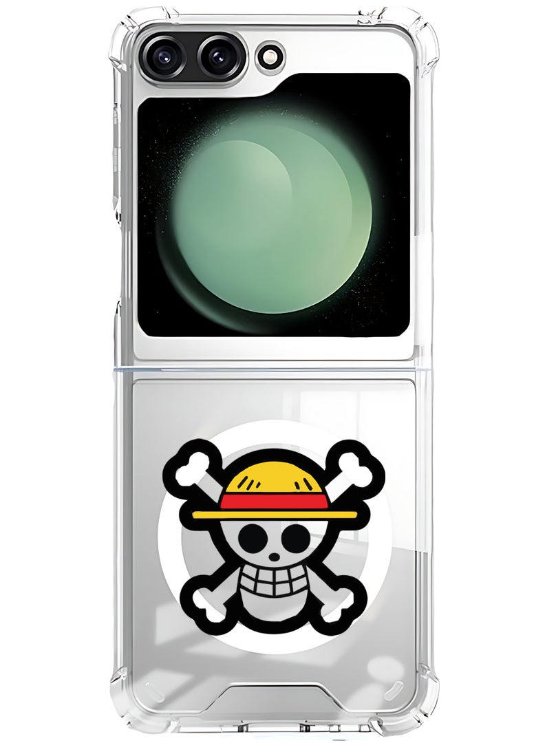 Theodor Magnetic Case for Samsung Galaxy Z Flip 6 Compatible with MagSafe Wireless Charging, Shockproof Phone Bumper Cover Skull - Image 1