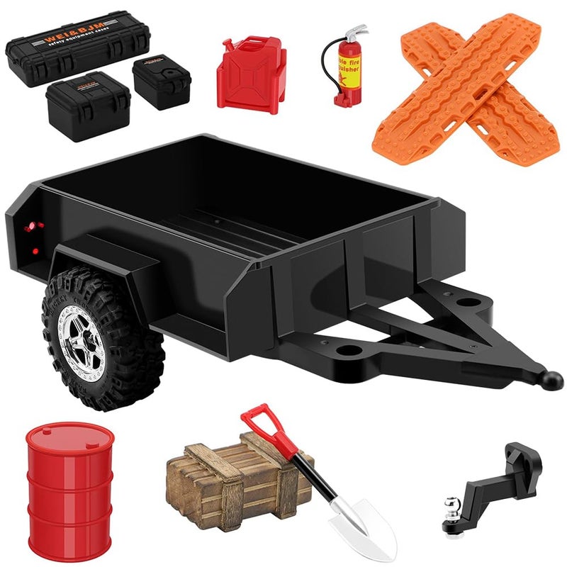 GLOBACT 118 RC Trailer with Hitch RC Crawler Accessories for TRX4M Defender 118 RC Crawler Upgrade - Image 3
