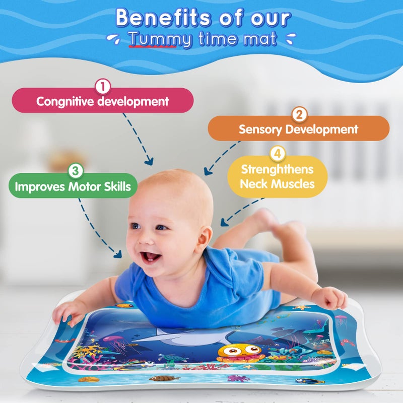 Infinno Tummy Time Mat Sensory Water Mat for Babies, Baby Toys for 3 6 9 12 Months Boys and Girls, Great Gift Idea of Baby Stuffsâ€¦ - Image 2