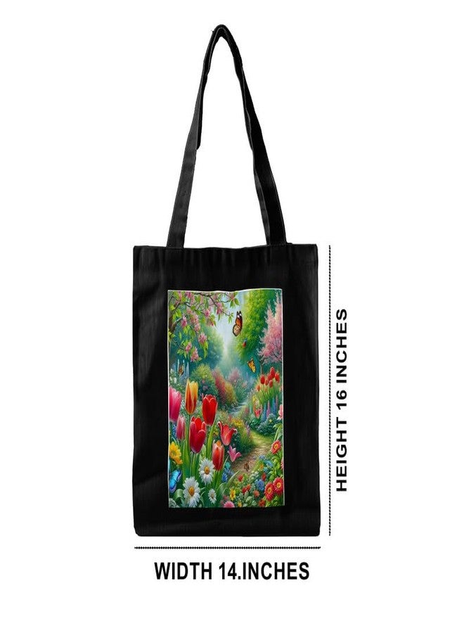 PrintingZone Women & Girl's Embroidered Canvas Tote Bag with Zip - Eco-Friendly, 100% Organic Cotton, Stylish, Daily Use Bag for Work, College, Travel, Casual, Perfect Affordable Gift(BTB-59)(BTB-59) - Image 5