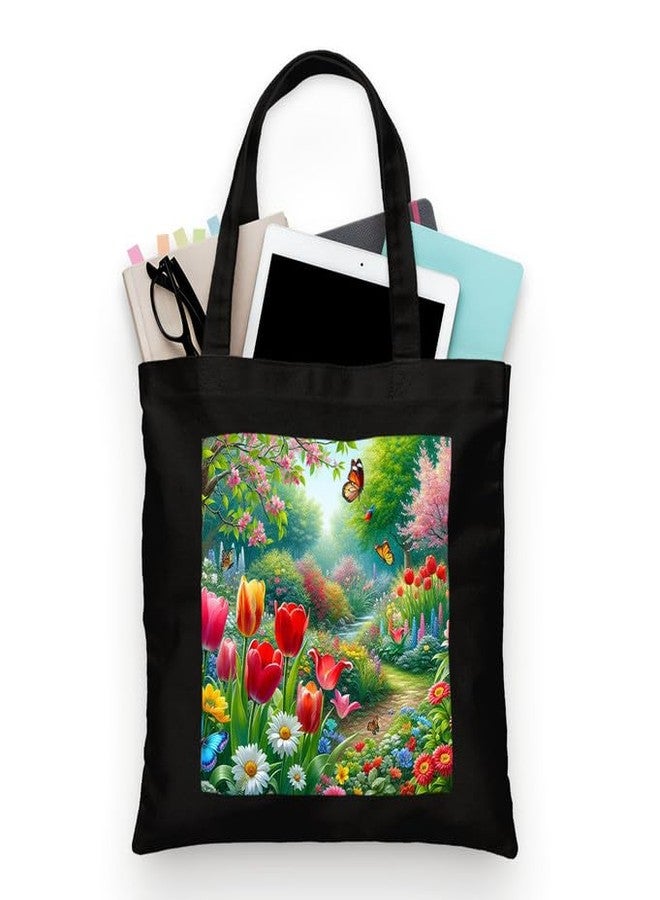 PrintingZone Women & Girl's Embroidered Canvas Tote Bag with Zip - Eco-Friendly, 100% Organic Cotton, Stylish, Daily Use Bag for Work, College, Travel, Casual, Perfect Affordable Gift(BTB-59)(BTB-59) - Image 1