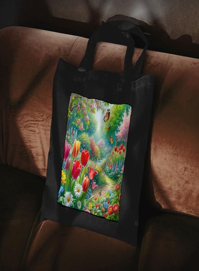 PrintingZone Women & Girl's Embroidered Canvas Tote Bag with Zip - Eco-Friendly, 100% Organic Cotton, Stylish, Daily Use Bag for Work, College, Travel, Casual, Perfect Affordable Gift(BTB-59)(BTB-59) - Image 3