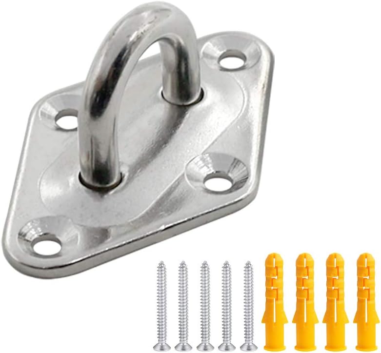 Hxchen 10Pcs M6 Heavy Duty Pad Eye Plate Staple Ring Hook Loop U-Shaped Sail Shade Hardware, 304 Stainless Steel Wall Ceiling Hammock Hooks Hange (Diamond) - Image 3