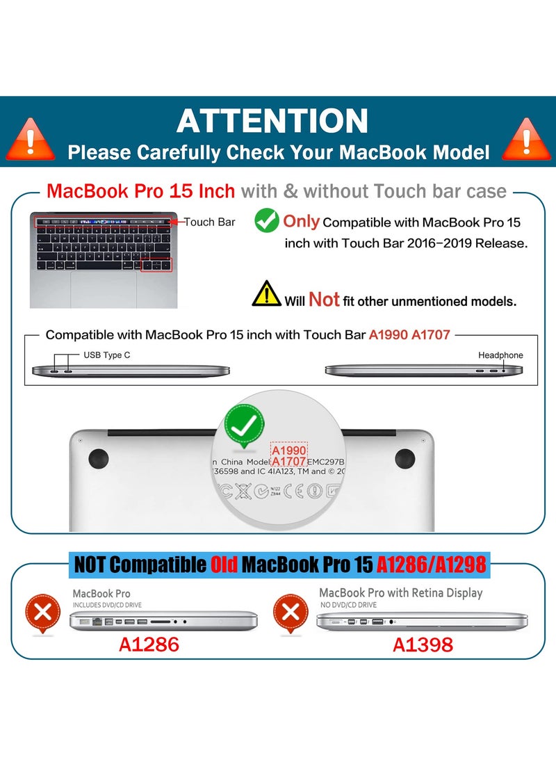 SANMUGEED - SANMUGEED Compatible with MacBook Pro 15 inch Case 2019 2018 2017 2016 Release A1990 A1707 with Touch Bar, Plastic Hard Shell Case Cover - Image 1