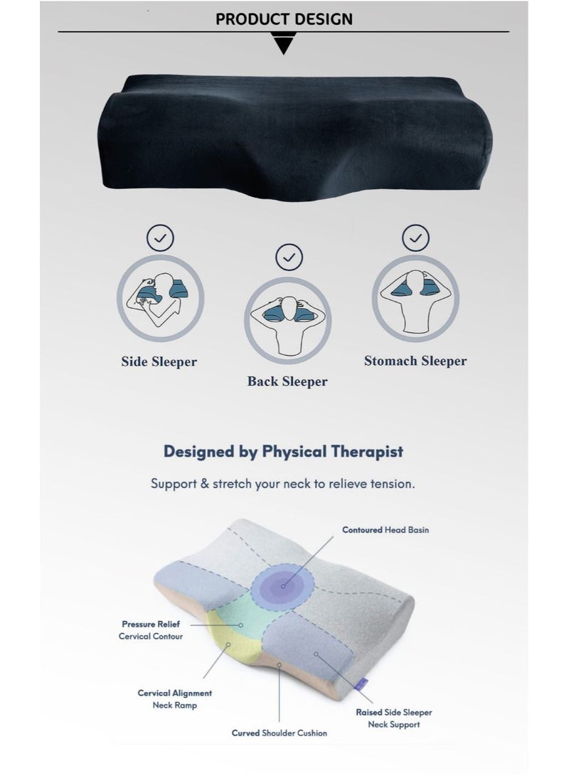Max Comfort Max Comfort Memory Foam Medical Bed Pillow, Designer Neck Support Orthopedic for Better Indoor Bedroom Bedroom Sleeper (60 * 35 * 13, Off-White)  - Image 4
